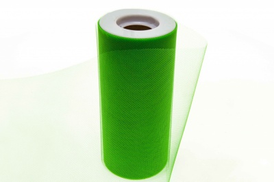 Фатин в шпульках 16-146, 10 гр/м2, шир. 15 см (в нам. 25+/-1 м), цвет зелёный - купить в Северске. Цена: 100.69 руб.