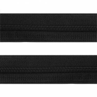 Рулонная молния с покрытием PVC спираль тип 3 (упак.270м) -черная с полосой СВО - купить в Северске. Цена: 12.74 руб.