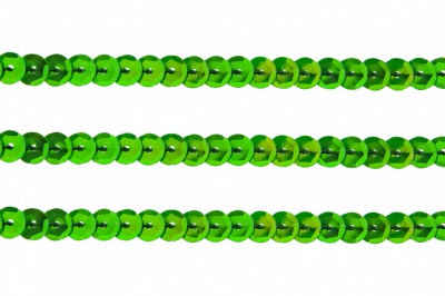 Пайетки "ОмТекс" на нитях, CREAM, 6 мм С / упак.73+/-1м, цв. 94 - зеленый - купить в Северске. Цена: 297.48 руб.