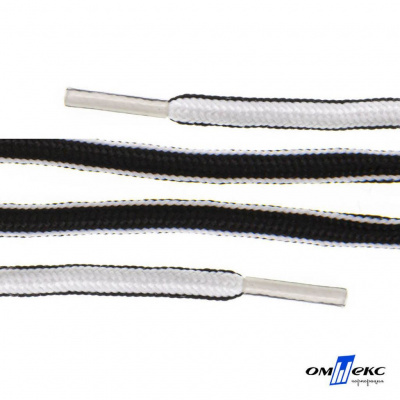 Шнурки #4-27, круглые 130 см, двухцветные (черно/белый) - купить в Северске. Цена: 47.04 руб.