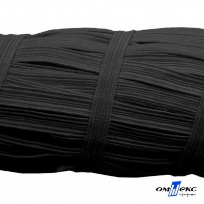 Резиновые нити с текстильным покрытием, шир. 6 мм (55 м/уп), цв.-черный - купить в Северске. Цена: 210.75 руб.