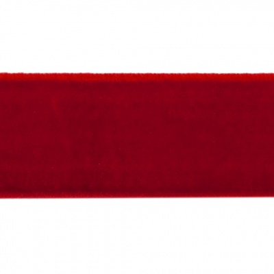 Лента бархатная нейлон, шир.25 мм, (упак. 45,7м), цв.45-красный - купить в Северске. Цена: 981.09 руб.