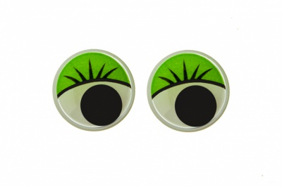 Глазки для игрушек, круглые, с бегающими зрачками, 15 мм/упак.50+/-2 шт, цв. -зеленый - купить в Северске. Цена: 113.01 руб.