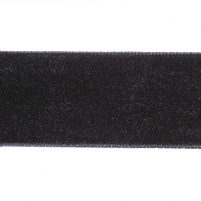 Лента бархатная нейлон, шир.25 мм, (упак. 45,7м), цв.03-черный - купить в Северске. Цена: 800.84 руб.