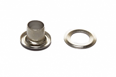 Люверсы металлические "ОмТекс", блочка/кольцо, (4 мм) - цв.никель - купить в Северске. Цена: 0.24 руб.