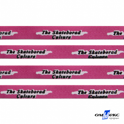 Тесьма отделочная (киперная) 10 мм, 100% хлопок,"THE SKATEBOARD CULIURE"(45 м) цв.121-26 -яр.розовый - купить в Северске. Цена: 850.62 руб.