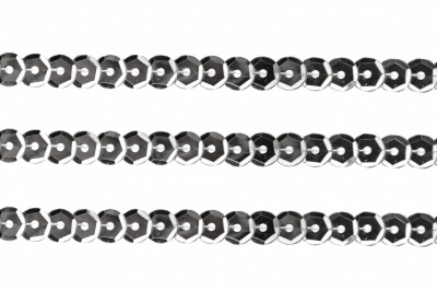 Пайетки "ОмТекс" на нитях, SILVER-BASE, 6 мм С / упак.73+/-1м, цв. 1 - серебро - купить в Северске. Цена: 468.37 руб.