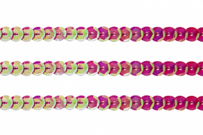 Пайетки "ОмТекс" на нитях, CREAM, 6 мм С / упак.73+/-1м, цв. 89 - розовый - купить в Северске. Цена: 468.37 руб.