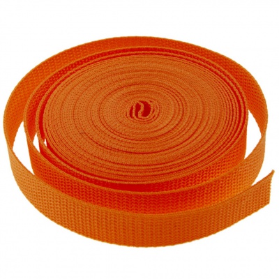 Стропа текстильная, шир. 25 мм (в нам. 50+/-1 ярд), цвет оранжевый - купить в Северске. Цена: 405.80 руб.