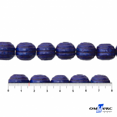 0309-Бусины деревянные "ОмТекс", 16 мм, упак.50+/-3шт, цв.006-синий - купить в Северске. Цена: 62.22 руб.